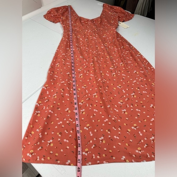 NWT Billabong Fell For You Floral Midi MilkMaid Sweetheart Dress Terracotta - Picture 8 of 15